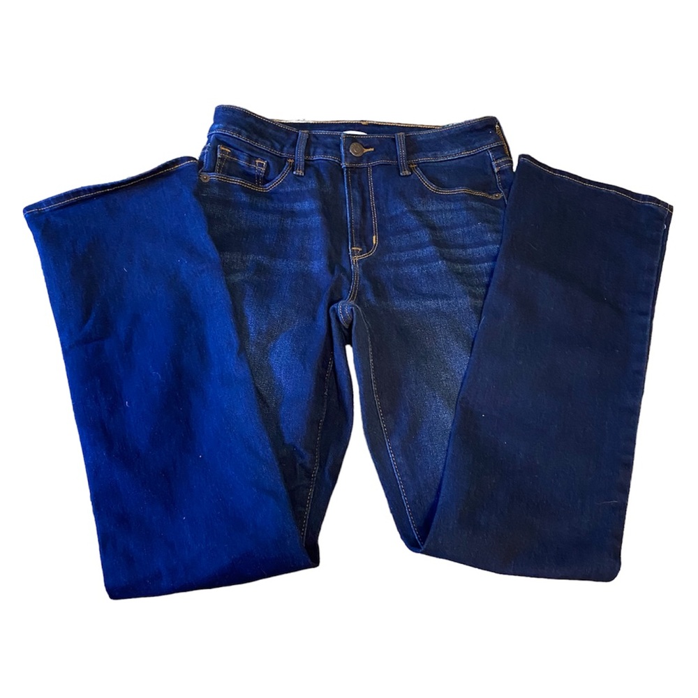 3/$15 Old Navy Mid Rise Kicker Boot-Cut Dark Wash Blue Jeans